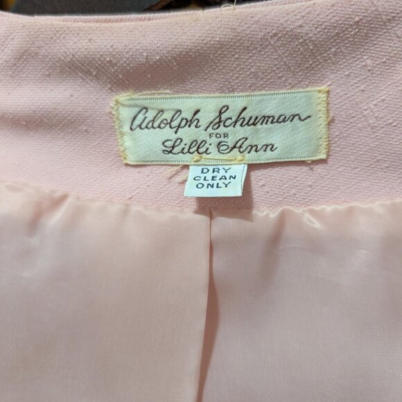 70-80s Pink Ultrasuede Color Block Skirt Suit by Adolph Schuman for Lilli Ann - Picture 7 of 8